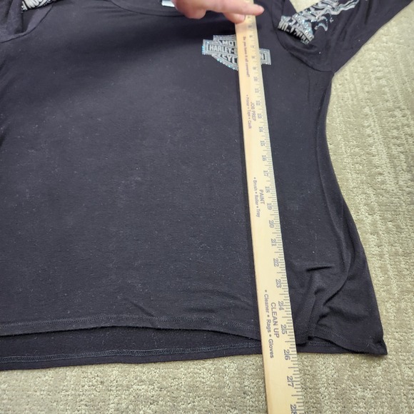 Harley Davidson Shirt Women 1XL Biker Classic Mom Y2K Grunge Long Sleeve Black - Picture 4 of 8
